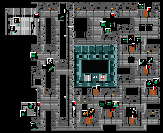 Metal Gear 2: Solid Snake South Base 1F Map for MSX by Rackvin